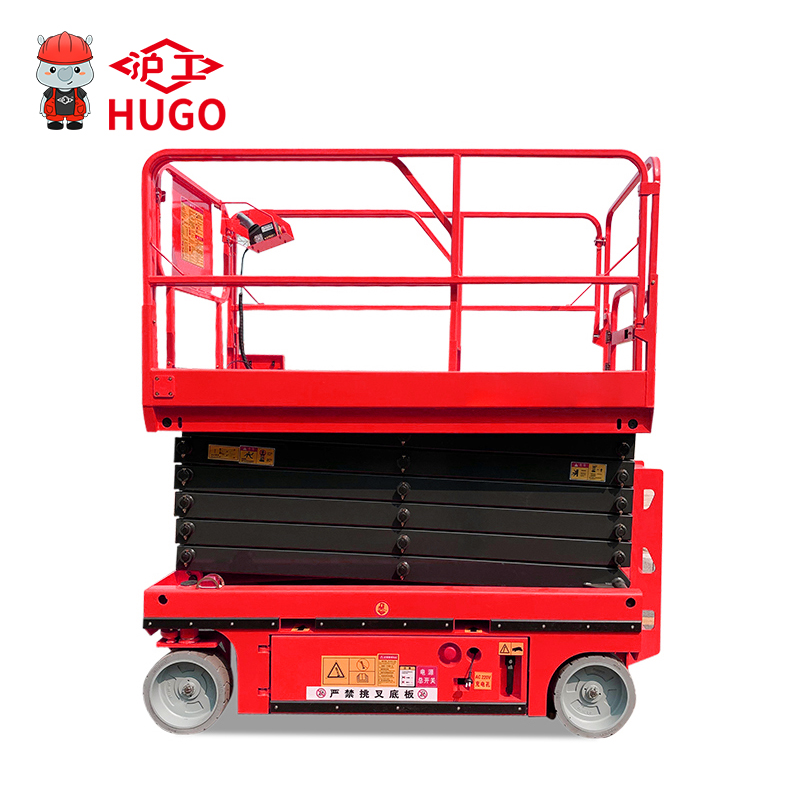 HUGO 6M 300KG முழு சுய தூக்கும் உயர் வெளிப்புற மொபைல் ஹைட்ராலிக் லிஃப்டிங் பிளாட்ஃபார்ம் உயரம் வேலை செய்யும் லிஃப்ட் டேபிள்